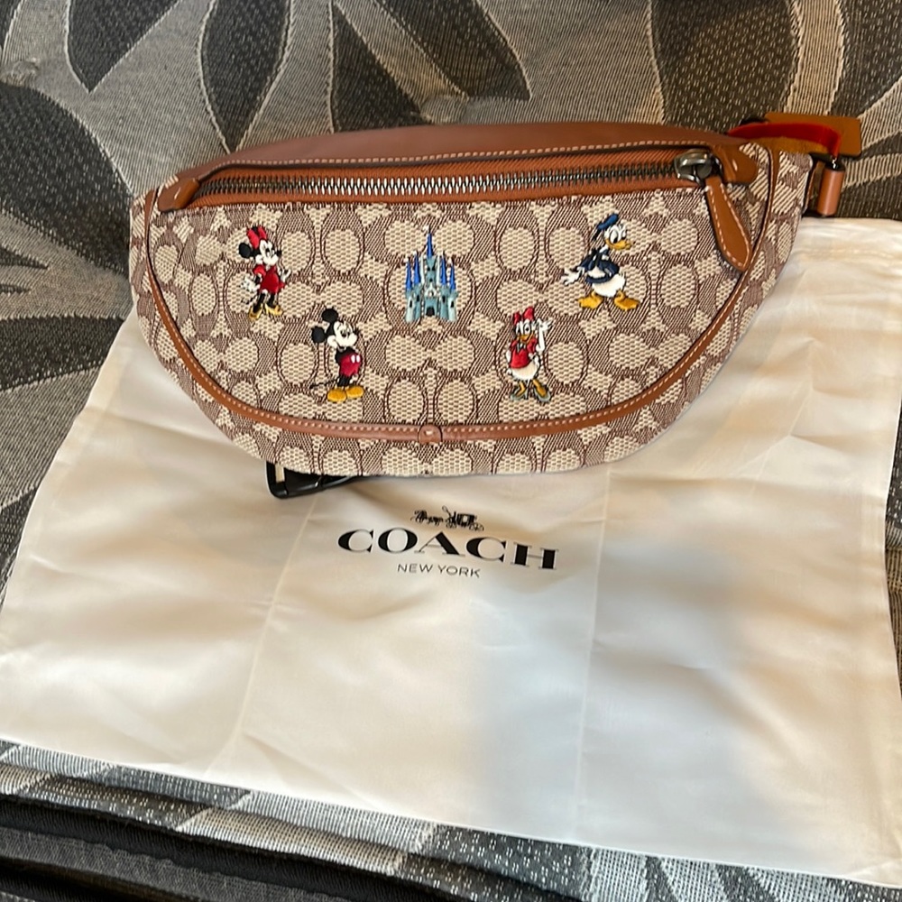 Disney X Coach League Belt Bag In Signature Textile Jacquard